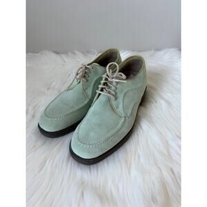 Women’s Hush Puppies Mint Green Suede Oxford Dress Shoes Comfort Low Heel- Sz 7M